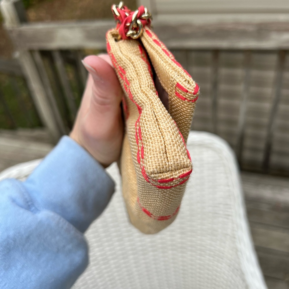 Henri Bendel Woven Clutch with Hot Pink Stitching - Picture 6 of 9